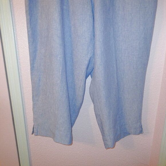 J. Jill Love Linen Pull On Pants Size 3X Pockets Wide Leg High Rise Crop Coastal - Picture 3 of 10